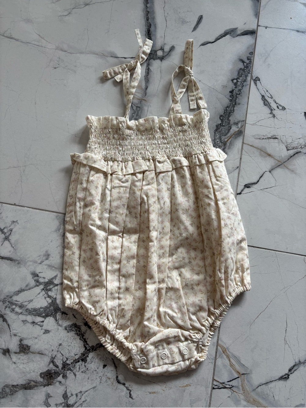 Jamie Kay Cream Floral Smocked Bubble Romper